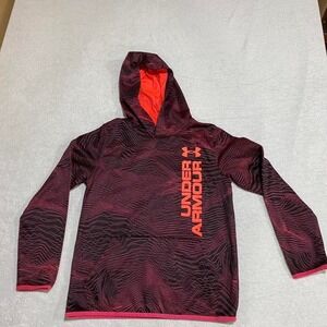 Under Armour Girl pink and black loose cold gear hooded sweater YLG/ JG/ G